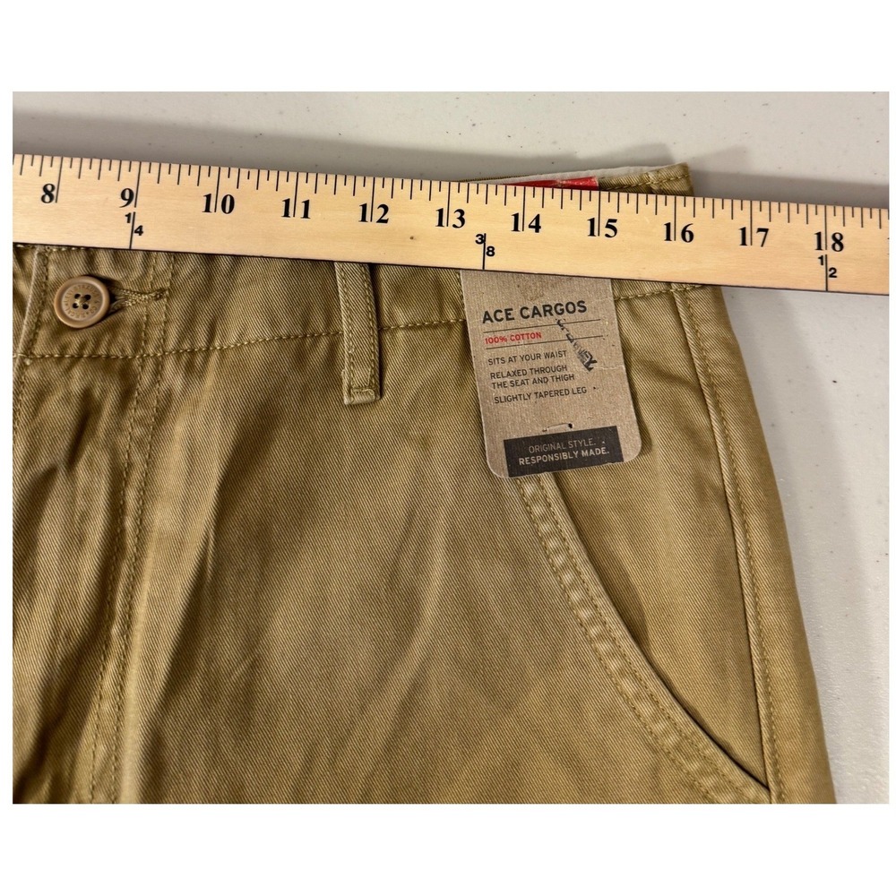 Levi Ace Cargo Pants Men 32x30 Khaki Relaxed Tapered Cotton NEW - Picture 8 of 10